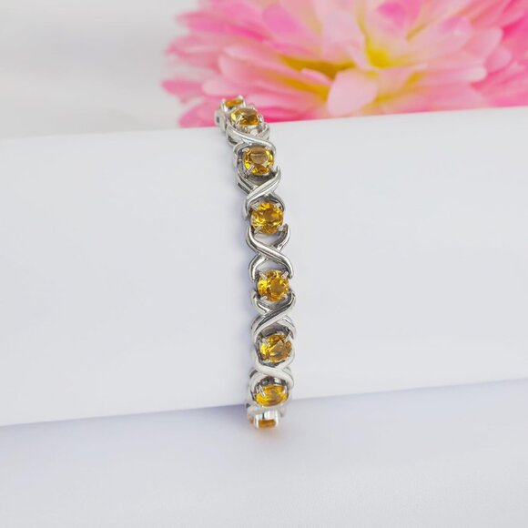 Birthstone Citrine Silver Bolo Bracelet for Women 11-inch Elegant Jewelry - Picture 4 of 5